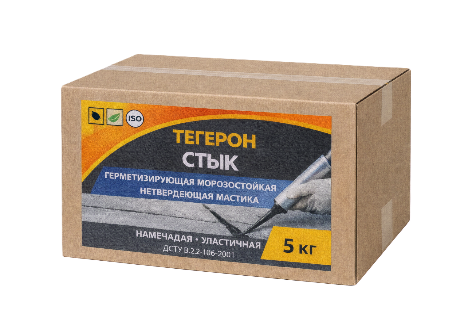 Тегерон Стык ЭКОБИТ ящик 5,0 кг герметизирующая морозостойкая нетвердеющая мастика ДСТУ Б В.2.7-108-2001 ( ГОСТ 30693-2000)